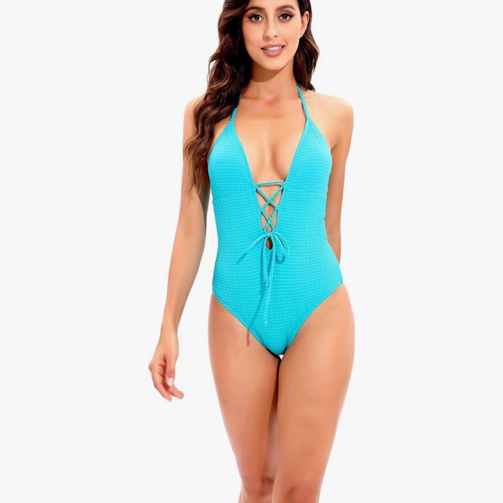 NWT Becca Vibrant Blue Lace-Up Swimsuit